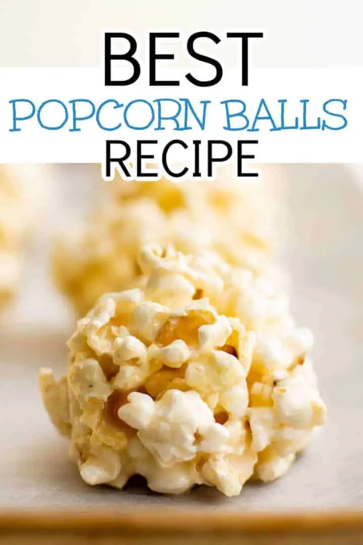 Side view of a popcorn ball on a pan.