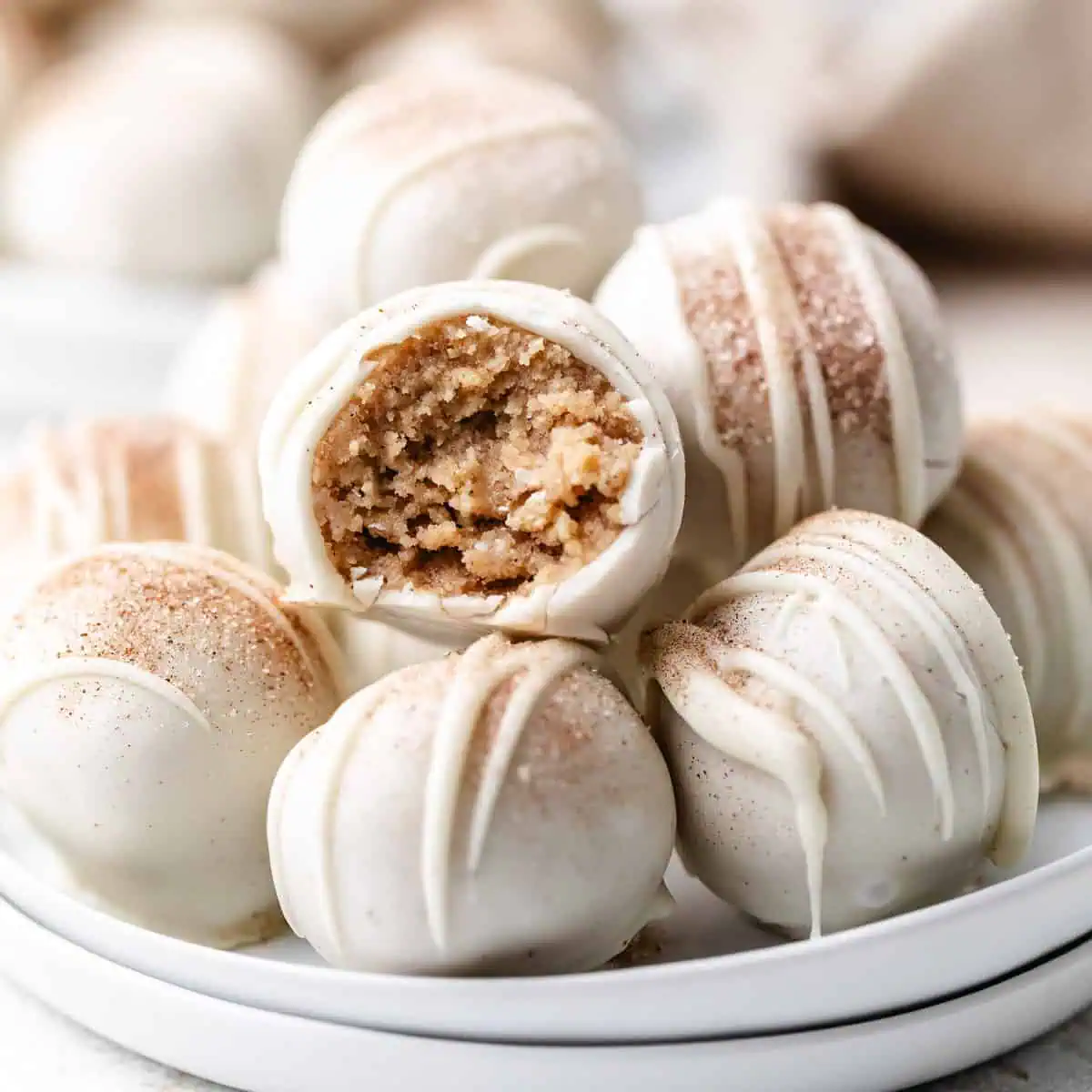 Plate of truffles with cinnamon and sugar.