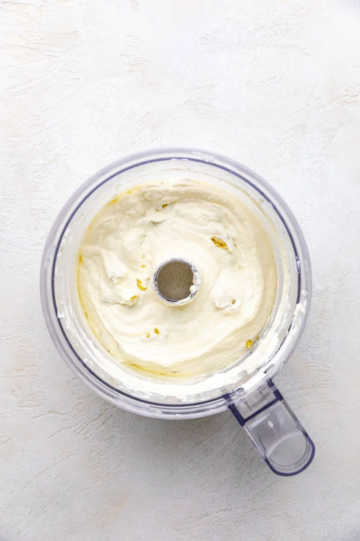 Pepperoncini dip in a food processor.