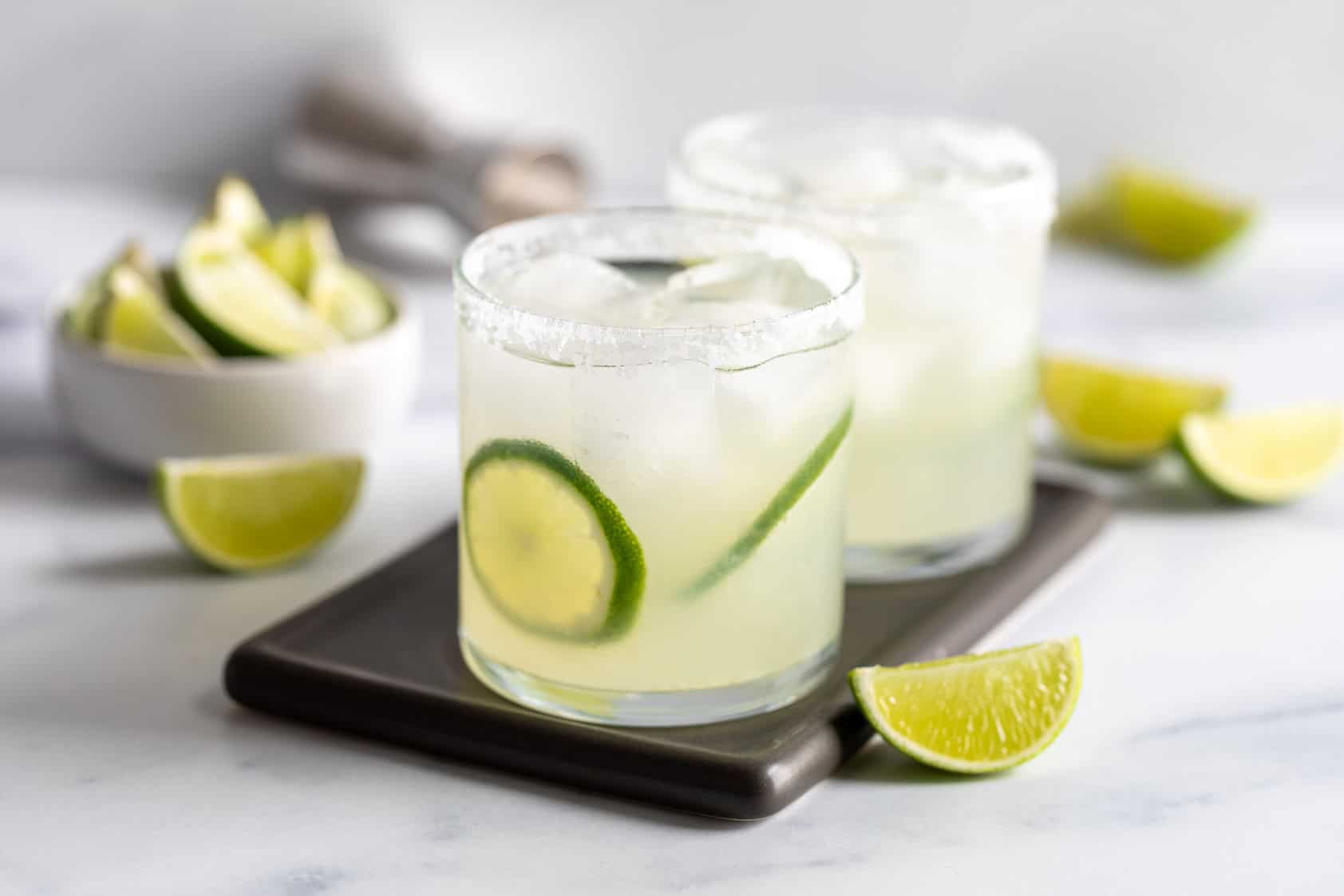 Margarita on the rocks with lime.