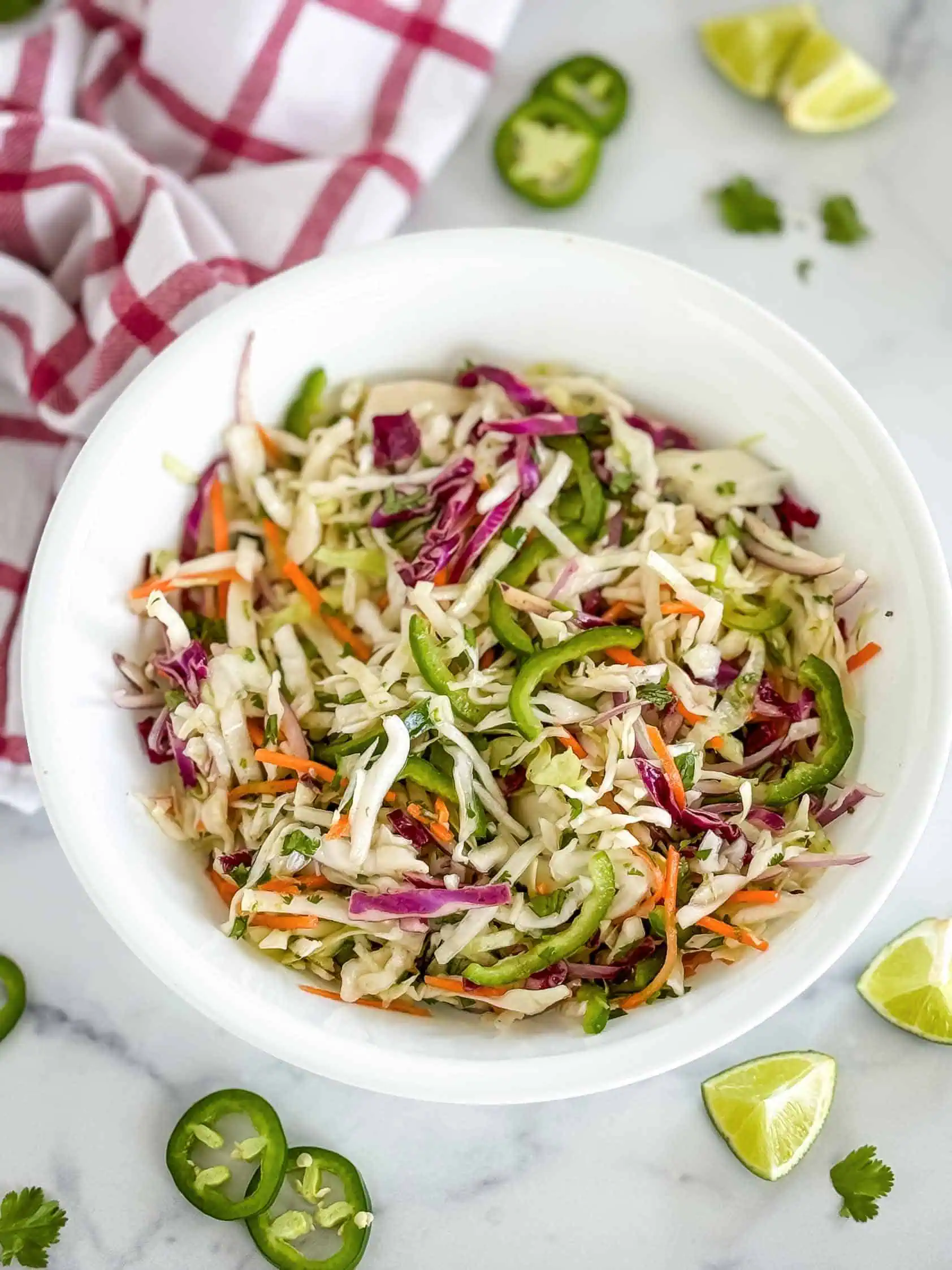 Taco slaw in a serving dish.