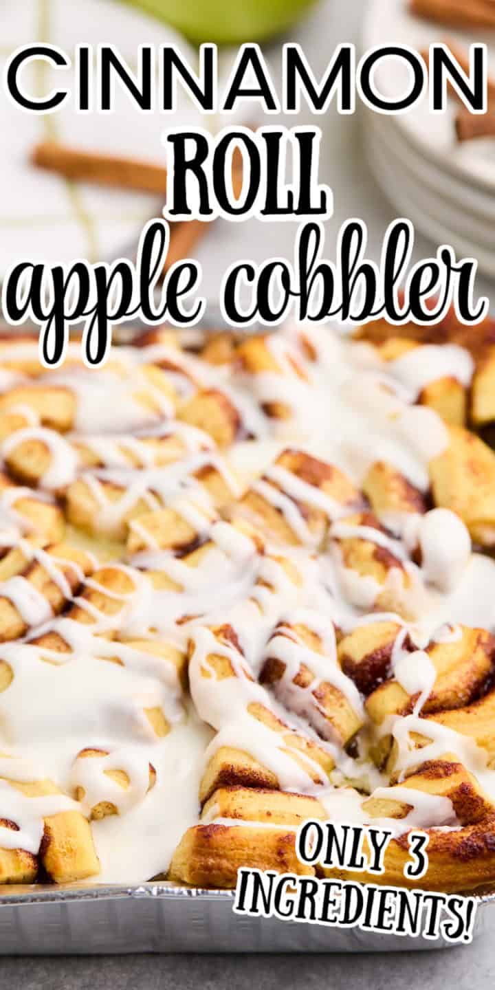 Cinnamon roll casserole with apple pie filling, a perfect combination for an easy dessert or apple cinnamon breakfast casserole made with pillsbury cinnamon rolls.