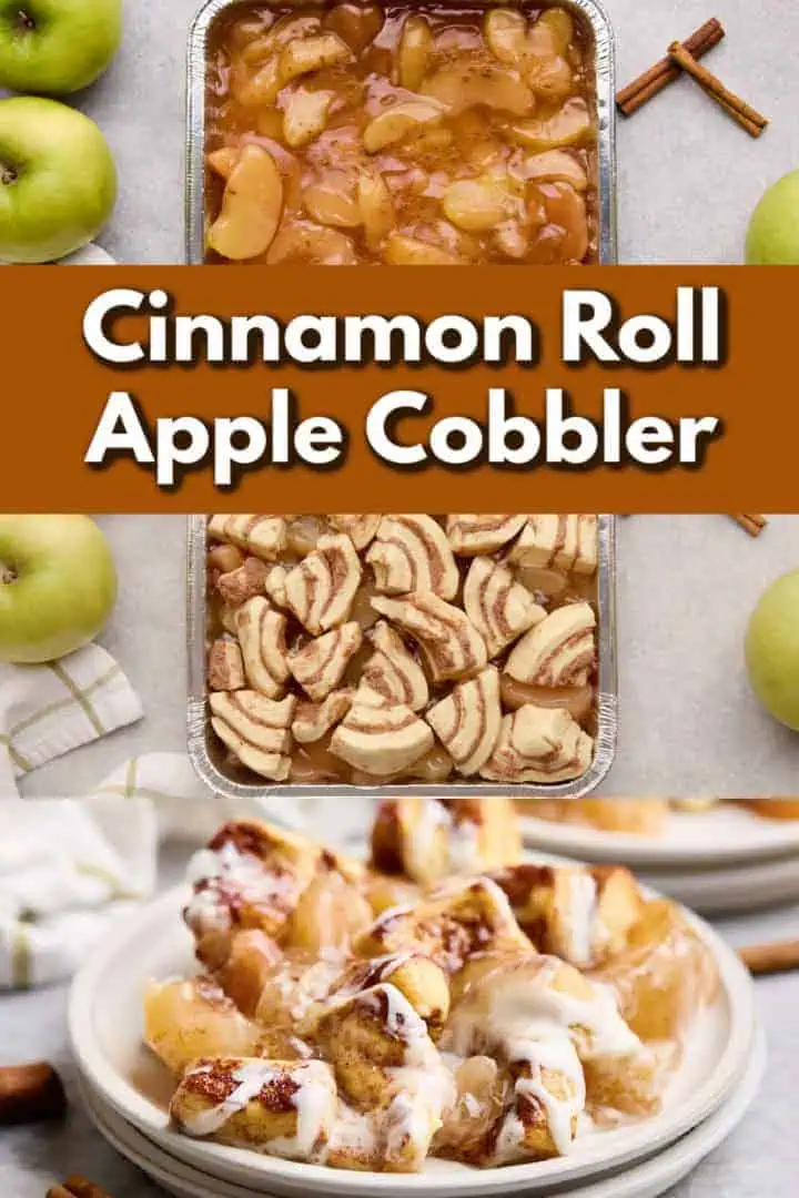 Apple cinnamon roll bake made with pillsbury cinnamon rolls and apple pie filling, great for a dessert or cinnamon roll casserole for breakfast.