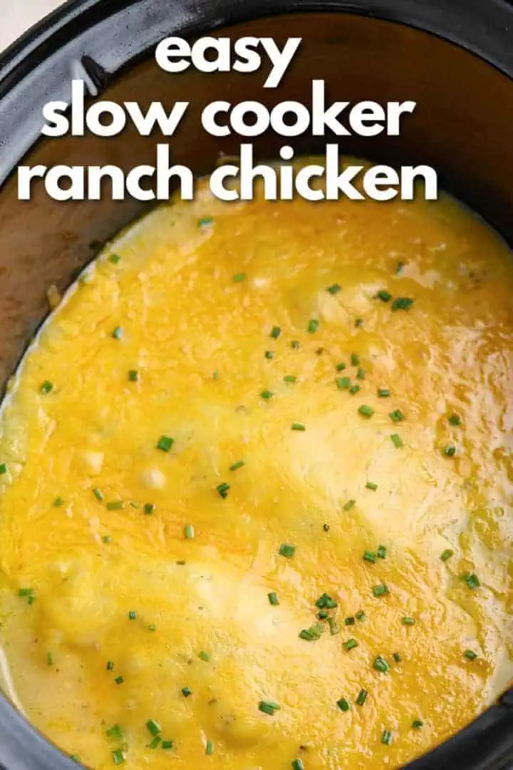 Cheesy ranch chicken served as a delicious crockpot chicken recipe, great for weekly slow cooker meals and crockpot cooking.