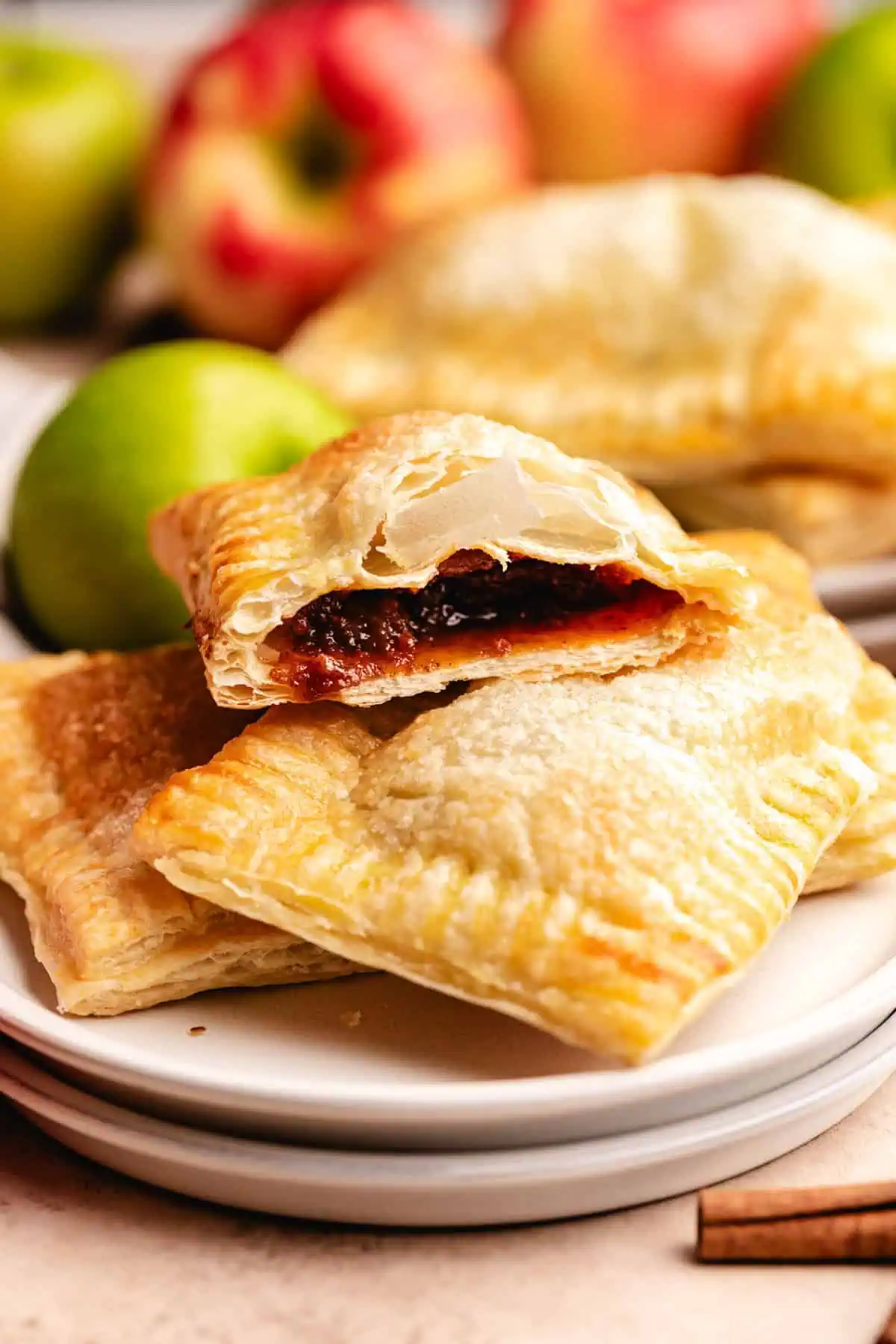 Puff pastry apple hand pies filled with apple butter.