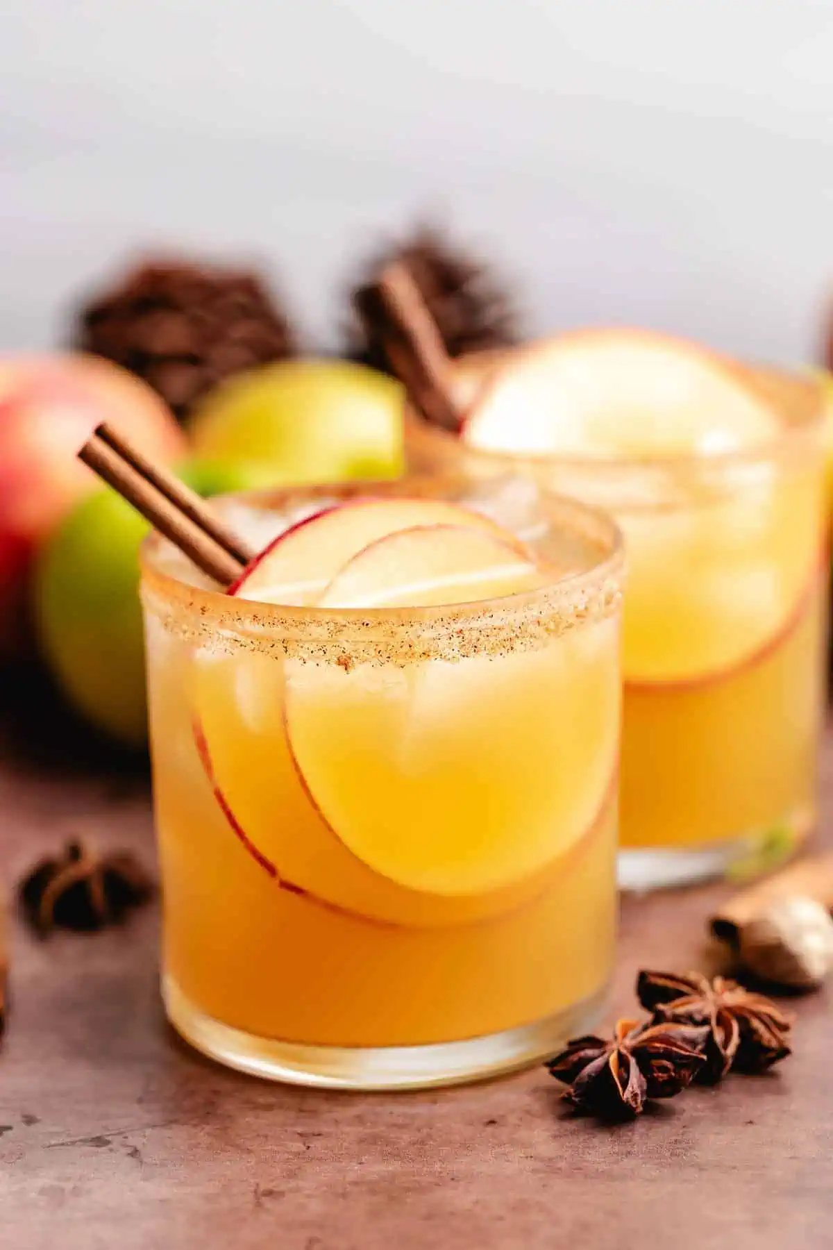 Apple cider margarita with a cinnamon sugar rim.