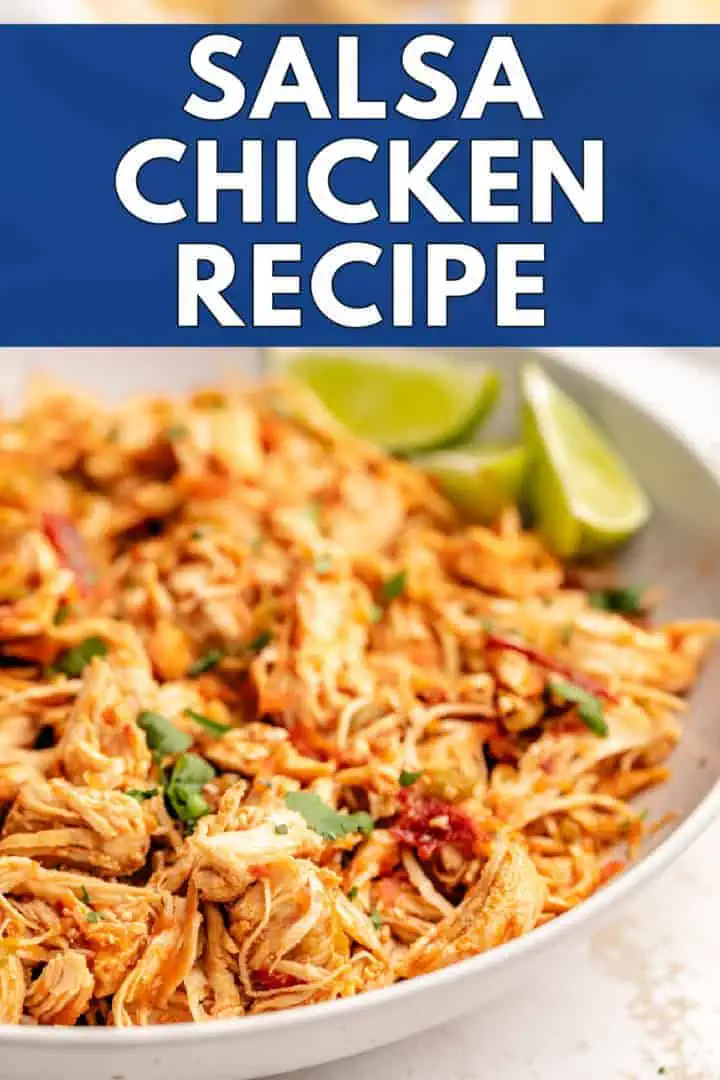 Close up view of shredded chicken in a dish.