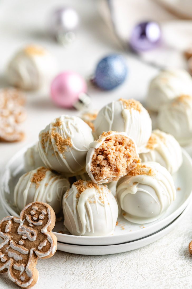 Plate of vanilla coated holiday candy.