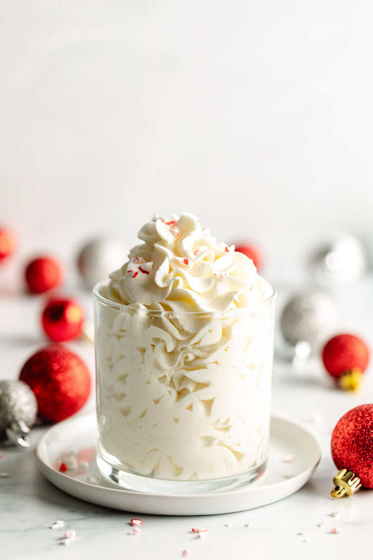 Crushed peppermint on top of whipped cream.