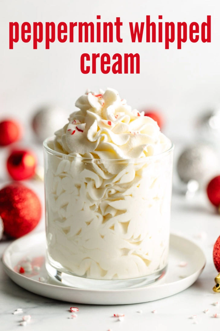 Glass filled with festive whipped cream.