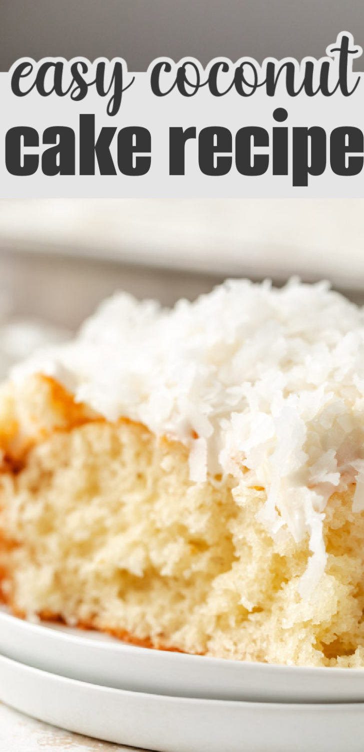 A slice of coconut cake with frosting and coconut flakes on top.