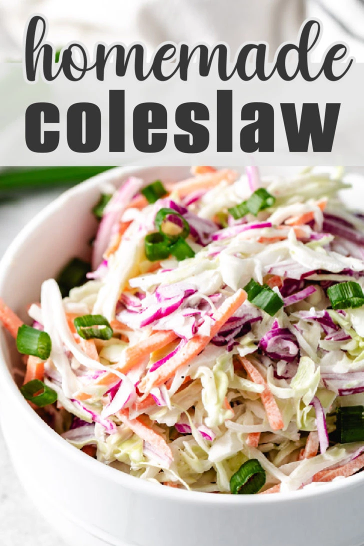 A bowl of homemade coleslaw.