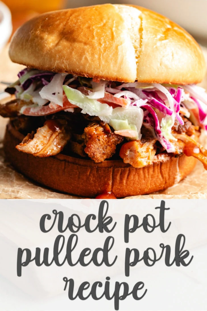 A pulled pork sandwich on a toasted bun with coleslaw.